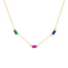 Multi-Color CZ Multi Color Emerald Stone Necklace - Adina Eden's Jewels