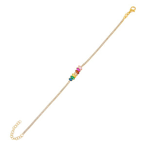 Multi-Color CZ Multi Color Scattered Baguette Tennis Bracelet - Adina Eden's Jewels
