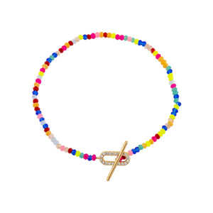 Multi-Color CZ Toggle Neon Beaded Bracelet - Adina Eden's Jewels