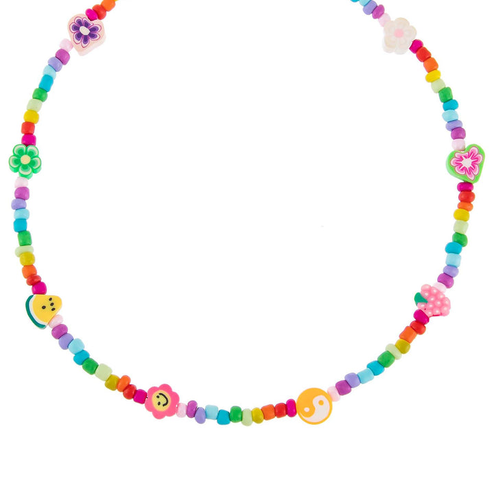 Multi-Color Neon Multi Charm Beaded Necklace - Adina Eden's Jewels