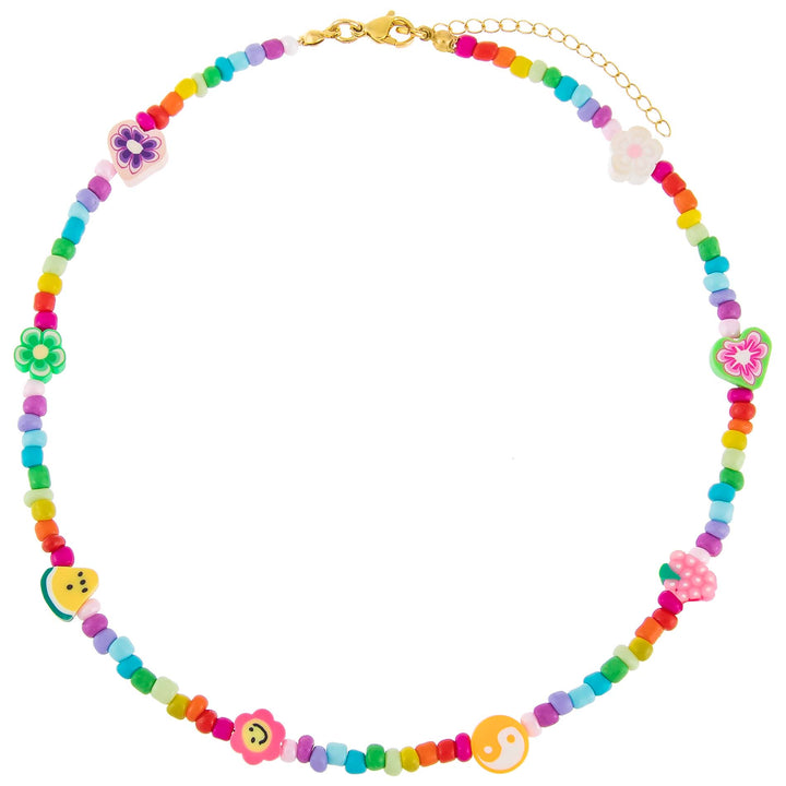  Neon Multi Charm Beaded Necklace - Adina Eden's Jewels