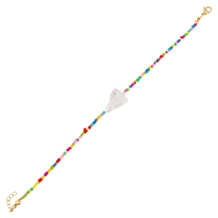 Multi-Color Rainbow Baroque Pearl Color Beaded Bracelet - Adina Eden's Jewels