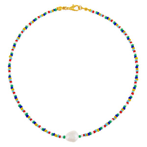  Pearl Multi Color Bead Choker - Adina Eden's Jewels