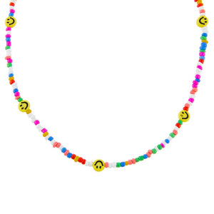 Multi-Color Smiley Face Rainbow Bead Necklace - Adina Eden's Jewels
