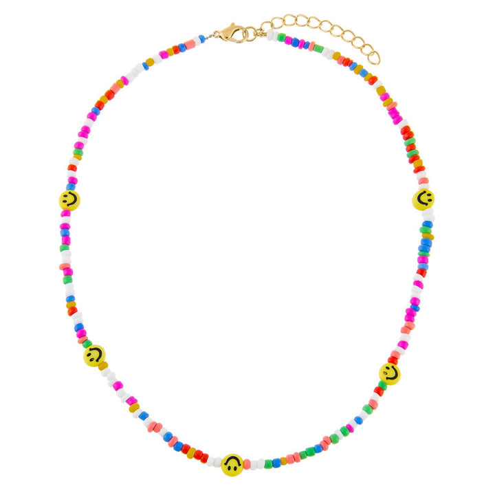  Smiley Face Rainbow Bead Necklace - Adina Eden's Jewels