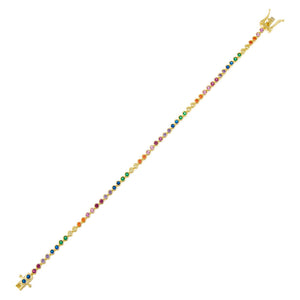 Multi-Color Thin Bezel Rainbow Tennis Bracelet - Adina Eden's Jewels