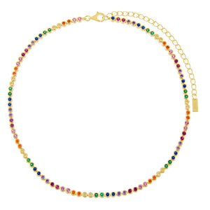  Thin Bezel Rainbow Tennis Choker - Adina Eden's Jewels