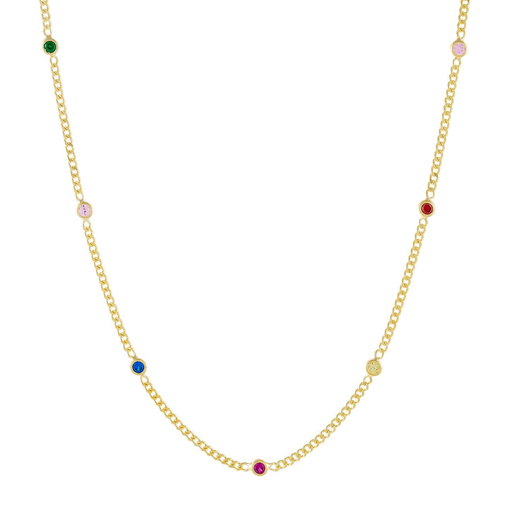 Multi-Color CZ Colored Cuban Chain Choker - Adina Eden's Jewels