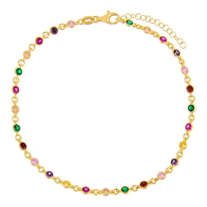 Multi-Color CZ Multi-Color Bezel Anklet - Adina Eden's Jewels