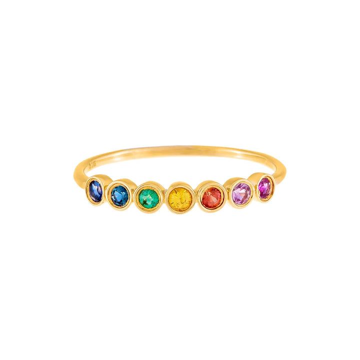  Multi Color Gemstone Bezel Ring 14K - Adina Eden's Jewels