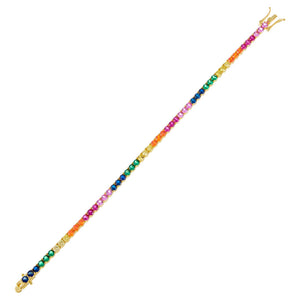 Multi-Color CZ Rainbow Tennis Bracelet - Adina Eden's Jewels