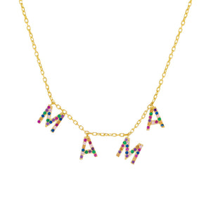 Gold Pavé Rainbow Mama Necklace - Adina Eden's Jewels