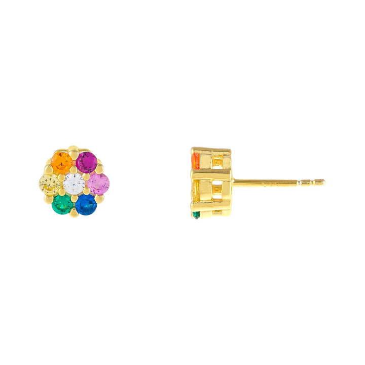 Multi-Color / 8.5 MM Mini CZ Flower Stud Earring - Adina Eden's Jewels