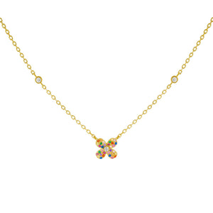 Multi-Color CZ Rainbow Flower Necklace - Adina Eden's Jewels