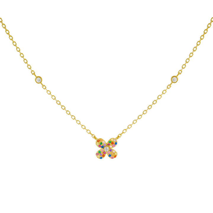 Multi-Color CZ Rainbow Flower Necklace - Adina Eden's Jewels