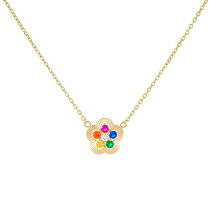 Multi-Color CZ Illusion Flower Necklace - Adina Eden's Jewels