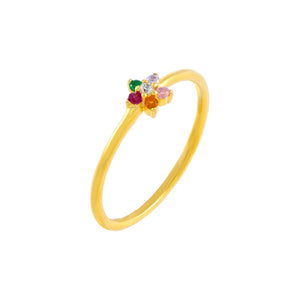 Multi-Color / 6 CZ Rainbow Flower Ring - Adina Eden's Jewels