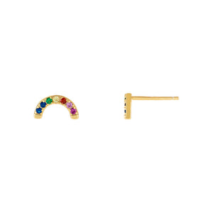 Multi-Color CZ Rainbow Half Circle Stud Earring - Adina Eden's Jewels