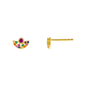 Multi-Color CZ Half Circle Stud Earring - Adina Eden's Jewels
