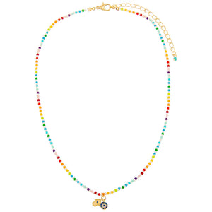  Hamsa X Evil Eye Rainbow Beaded Necklace - Adina Eden's Jewels