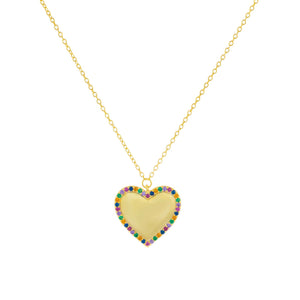Multi-Color CZ Multi Color Heart Necklace - Adina Eden's Jewels