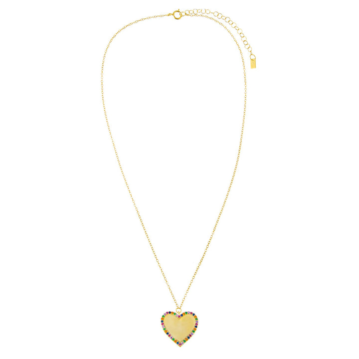  CZ Multi Color Heart Necklace - Adina Eden's Jewels