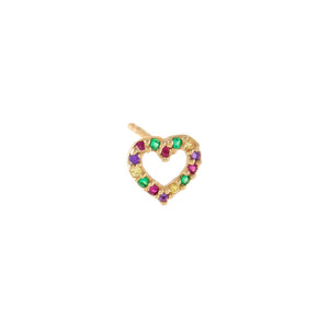 Multi-Color CZ Rainbow Open Heart Stud Earring 14K - Adina Eden's Jewels