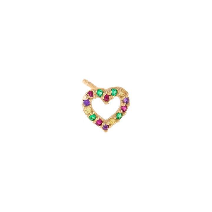Multi-Color CZ Rainbow Open Heart Stud Earring 14K - Adina Eden's Jewels