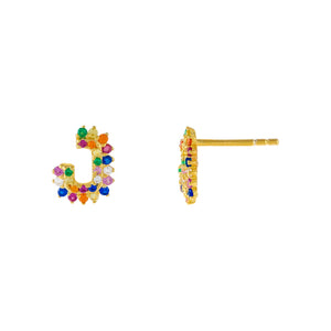 Multi-Color CZ Hook Stud Earring - Adina Eden's Jewels