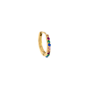 Multi-Color / Single CZ Rainbow Huggie Earring 14K - Adina Eden's Jewels