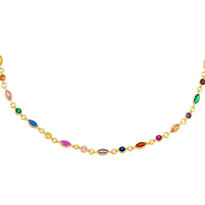 Multi-Color CZ Bezel Colored Marquise Choker - Adina Eden's Jewels