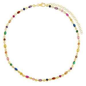  CZ Bezel Colored Marquise Choker - Adina Eden's Jewels