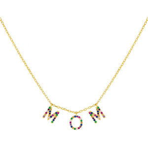 Multi-Color Pavé Rainbow Mom Necklace - Adina Eden's Jewels