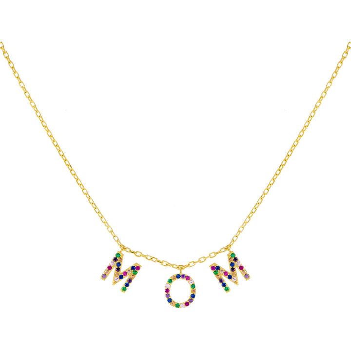 Multi-Color Pavé Rainbow Mom Necklace - Adina Eden's Jewels