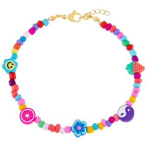 Multi-Color Neon Multi Charm Beaded Anklet - Adina Eden's Jewels