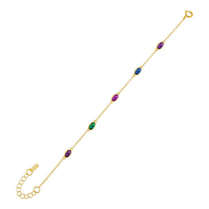 Multi-Color CZ Multi Color Oval Bracelet - Adina Eden's Jewels
