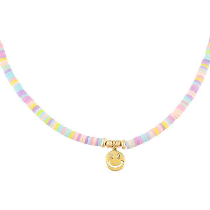 Multi-Color Pastel Smiley Face Necklace - Adina Eden's Jewels