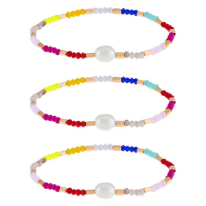 Multi-Color Pearl Multi Color Beaded Bracelet Set - Adina Eden's Jewels
