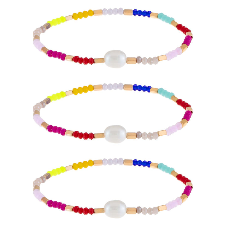 Multi-Color Pearl Multi Color Beaded Bracelet Set - Adina Eden's Jewels