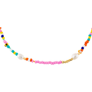 Multi-Color Multi Color Beaded X Pearl Choker - Adina Eden's Jewels
