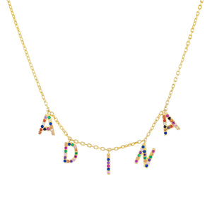 Multi-Color Rainbow Block Name Necklace - Adina Eden's Jewels