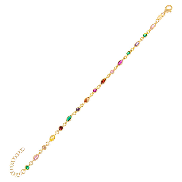 Multi-Color CZ Bezel Colored Marquise Bracelet - Adina Eden's Jewels