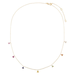  Diamond Rainbow Multi Cluster Necklace 14K - Adina Eden's Jewels