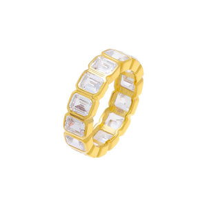 Gold / 6 Emerald Bezel Eternity Band Ring - Adina Eden's Jewels