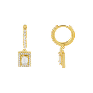 Gold Illusion Baguette Huggie Earring - Adina Eden's Jewels