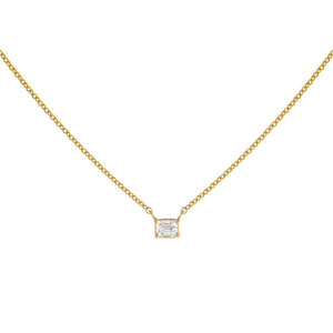 14K Gold Diamond Tiny Rectangle Necklace 14K - Adina Eden's Jewels