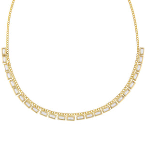 Gold Multi Baguette Cuban Chain Choker - Adina Eden's Jewels