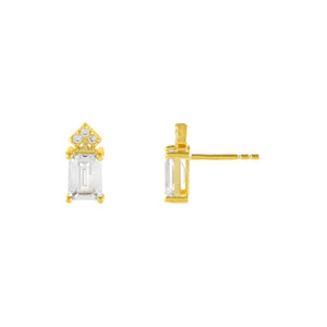  CZ Colored Emerald Stone Stud Earring - Adina Eden's Jewels