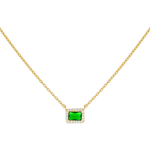 Emerald Green Dainty Emerald Pavé Necklace - Adina Eden's Jewels