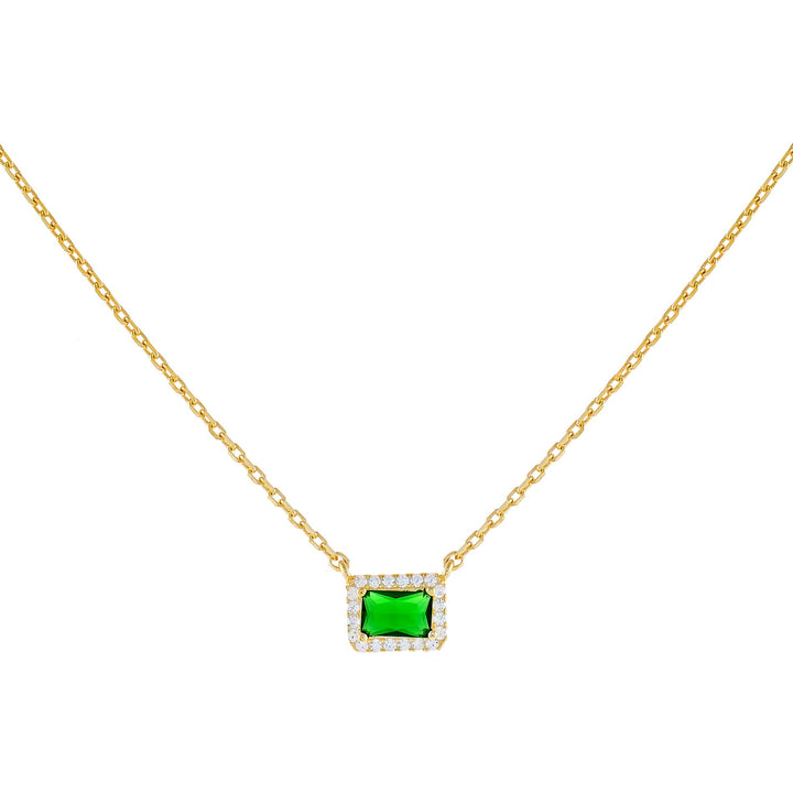 Emerald Green Dainty Emerald Pavé Necklace - Adina Eden's Jewels